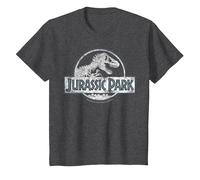 Jurassic Park White Distressed Circle Logo Maglietta, Bambini, Grigio Scuro, 10 Anni