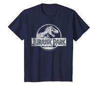 Jurassic Park White Distressed Circle Logo Maglietta, Bambini, Navy, 12 Anni