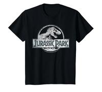 Jurassic Park White Distressed Circle Logo Maglietta, Bambini, Nero, 6 Anni