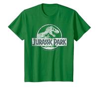 Jurassic Park White Distressed Circle Logo Maglietta, Bambini, Verde Mela, 3 Anni