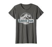 Jurassic Park White Distressed Circle Logo Maglietta, Donna, Asfalto, M