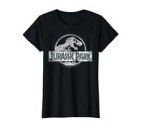 Jurassic Park White Distressed Circle Logo Maglietta, Donna, Nero, L