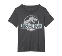 Jurassic Park White Distressed Circle Logo Maglietta, Donna Plus-Size, Grigio Scuro, 2X