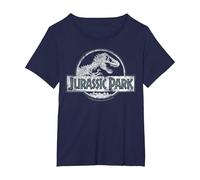 Jurassic Park White Distressed Circle Logo Maglietta, Donna Plus-Size, Navy, 4X