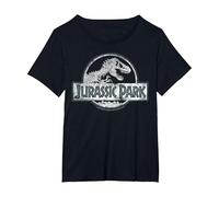 Jurassic Park White Distressed Circle Logo Maglietta, Donna Plus-Size, Nero, 4X