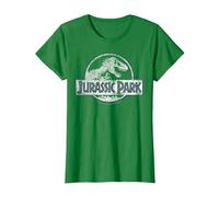 Jurassic Park White Distressed Circle Logo Maglietta, Donna, Verde Mela, 3XL