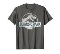 Jurassic Park White Distressed Circle Logo Maglietta, Uomo, Asfalto, 5XL