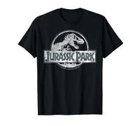 Jurassic Park White Distressed Circle Logo Maglietta, Uomo, Nero, S