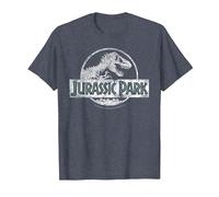 Jurassic Park White Distressed Circle Logo Maglietta, Uomo, Pervinca, M