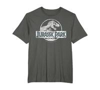 Jurassic Park White Distressed Circle Logo Maglietta, Uomo Taglie Grandi, Asfalto, 2X Tall