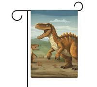 Jurassic Period - Bandiera da giardino con dinosauri su entrambi i lati, 30,5 x 45,7 cm, bandiera verticale in lino, bandiere per la casa durevoli per feste decorative all'aperto