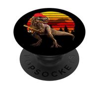 Jurassic T Rex Baseball Retro Vintage World Divertente Dinosauro PopSockets PopGrip Adesivo