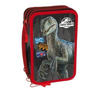Jurassic World , Astuccio Scuola 3 Cerniere Bambini E Ragazzi, Nero Rosso, Taglia Unica