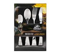 Jurassic World Bambini, 4 Pezzi con Impronte di Dino, Set di Posate in Acciaio Inox con Coltello, Forchetta, Minestra e Cucchiaio da Dessert, Colore Silver, 20,5x14x3cm, 10138226