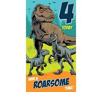 Jurassic World, biglietto per il 4° compleanno, biglietto di compleanno per bambini, biglietto di compleanno per bambini con licenza ufficiale