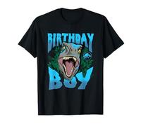 Jurassic World Birthday Boy Roaring Velociraptor Blue Logo Maglietta