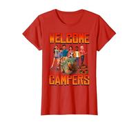 Jurassic World: Camp Cretaceous Welcome Campers Group Maglietta, Donna, Rosso, 3XL