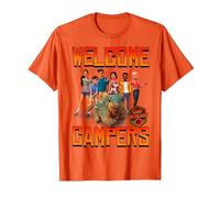 Jurassic World: Camp Cretaceous Welcome Campers Group Maglietta, Uomo, Arancio, L