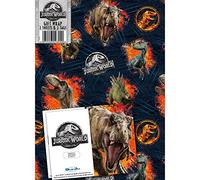 Jurassic World - Carta da regalo, 4 fogli, 4 etichette, 70 x 50 cm, prodotto ufficiale responsabile