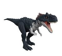 Jurassic World Dominion Attacco Ruggente - Rajasauro action figure dinosauro carnivoro con ruggito, Collo che si allunga, Per gioco classico e digitale, Giocattolo per Bambini 4+ Anni, HDX45