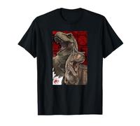 Jurassic World Dominion Carnotaurus & T-Rex Red Poster Maglietta