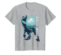 Jurassic World: Fallen Kingdom Raptor Blue Logo Maglietta, Bambini, Grigio Melange, 2 Anni