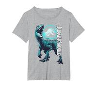 Jurassic World: Fallen Kingdom Raptor Blue Logo Maglietta, Donna Plus-Size, Grigio Melange, 2X