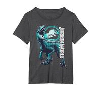 Jurassic World: Fallen Kingdom Raptor Blue Logo Maglietta, Donna Plus-Size, Grigio Scuro, 2X