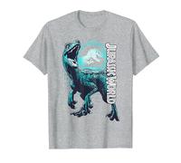 Jurassic World: Fallen Kingdom Raptor Blue Logo Maglietta, Uomo, Grigio Melange, S