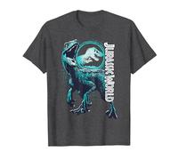 Jurassic World: Fallen Kingdom Raptor Blue Logo Maglietta, Uomo, Grigio Scuro, 3XL