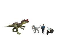 Jurassic World - gioco d'azione include un personaggio umano e dinosauri articolati, oltre a un veicolo dettagliato e accessori, Giocattolo e regalo per Bambini 4+ Anni, HLP79