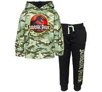 Jurassic World Little Boys Fleece Camo Pullover Hoodie & Pants Black / Green 7-8