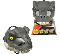 Mattel Jurassic World Rebirth T-Rex Rage N Roar Maschera con occhi illuminati a LED, azione lampeggiante con effetto aggressivo a 3 livelli, giocattolo per costume da dinosauro