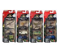 Jurassic World Matchbox Dinosaur Vehicle Collection, auto e figure pressofuse 5 confezioni, Bundle di 4, 20 veicoli, JGL60-956B