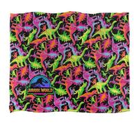 Jurassic World Neon Dino Pattern Coperta super morbida al tatto setoso - 152 x 127 cm