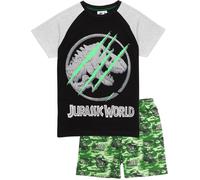 Jurassic World Nero Camo Logo Print Pigiama a maniche corte a gamba corta Ragazz
