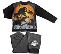 Jurassic World Pigiama a maniche lunghe per bambini da 4 a 10 anni, nero/grigio, 7-8 Years