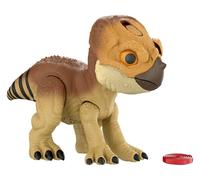 Mattel Jurassic World La Rinascita Primal Protector Aquilops Dolores dinosauro giocattolo interattivo con suoni e azione d'attacco, action figure elettronica in stile cucciolo con accessori, JGC01