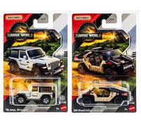 Jurassic World Rebirth Matchbox veicoli pressofusi, bianco '18 Jeep Wrangler e fuoristrada Ingen Veicolo 2-Pack, Età 3+ JGL59-956A