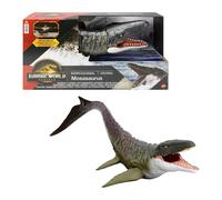 Mattel Jurassic World Rebirth - Mosasauro Super Colossale, enorme dinosauro snodato con due mosse d'attacco, look fedele al film, giocattolo per bambini, 4+ anni, JGB51