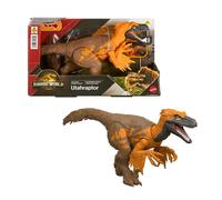 Mattel Jurassic World La Rinascita Utahraptor Ruggito Selvaggio, dinosauro giocattolo con attacco multidirezionale azionato con la coda e suoni, snodato, gioco digitale, JGC80