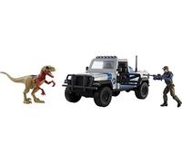 Jurassic World Truck Atrociraptor Dinosauro e statuetta umana Veicolo di film con distruzione Smash Area Regalo giocattolo con gioco digitale connesso