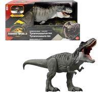 Mattel Jurassic World La Rinascita- T-Rex Super Colossale, T-Rex giocattolo con 2 attacchi, snodato e fedele al film, JGB52