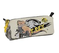 JURASSIC WORLD WARNING - Astuccio con cerniera e scomparto, astuccio per bambini, ideale per bambini in età scolastica, comodo e versatile, qualità e resistenza, 21 x 7 x 8 cm, colore grigio, grigio,