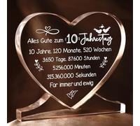 Juratar® 10° anniversario regalo per coppie 10° anniversario di matrimonio regali per lui e lei regalo di anniversario per marito a forma di cuore acrilico decorazione casa 10 anni anniversario per