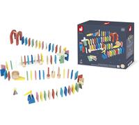 Janod - Gioco di Domino - Creazione di circuiti e percorsi di Domino - Confezione Completa 100 Pezzi + Accessori - dai 3 Anni