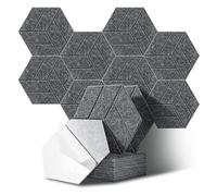 JurciCat 12 pezzi Pannelli Acustici Esagonali autoadesivi pannelli fonoassorbenti decorativi pannello fonoassorbente per studio sonoro ufficio studio sala giochi (30x26x0,9cm)