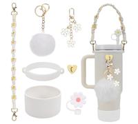 JurciCat 7 Pezzi (bianco) Set Di Accessori Con Bottiglia D'acqua Maniglia Cinturino In Silicone Tazza Stivali Guarnizione A Prova Di Perdite Set Di Accessori Per Stanley Cup 800ml -1200ml Bollitori
