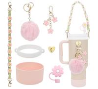 JurciCat 7 Pezzi (rosa) Set Di Accessori Con Bottiglia D'acqua Maniglia Cinturino In Silicone Coppa Boot Guarnizione A Prova Di Perdite Set Di Accessori Per Stanley Cup 800ml -1200ml Bollitori