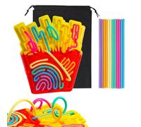 JurciCat Tavola Sensoriale con Borsa da Viaggio e 12 Cordoncini Accessori Tavola Sensoriale Silicone Doppia Faccia Giocattolo Sensoriale per Bambini dai 3 Anni e Adulti Gioco D'attività (colorato